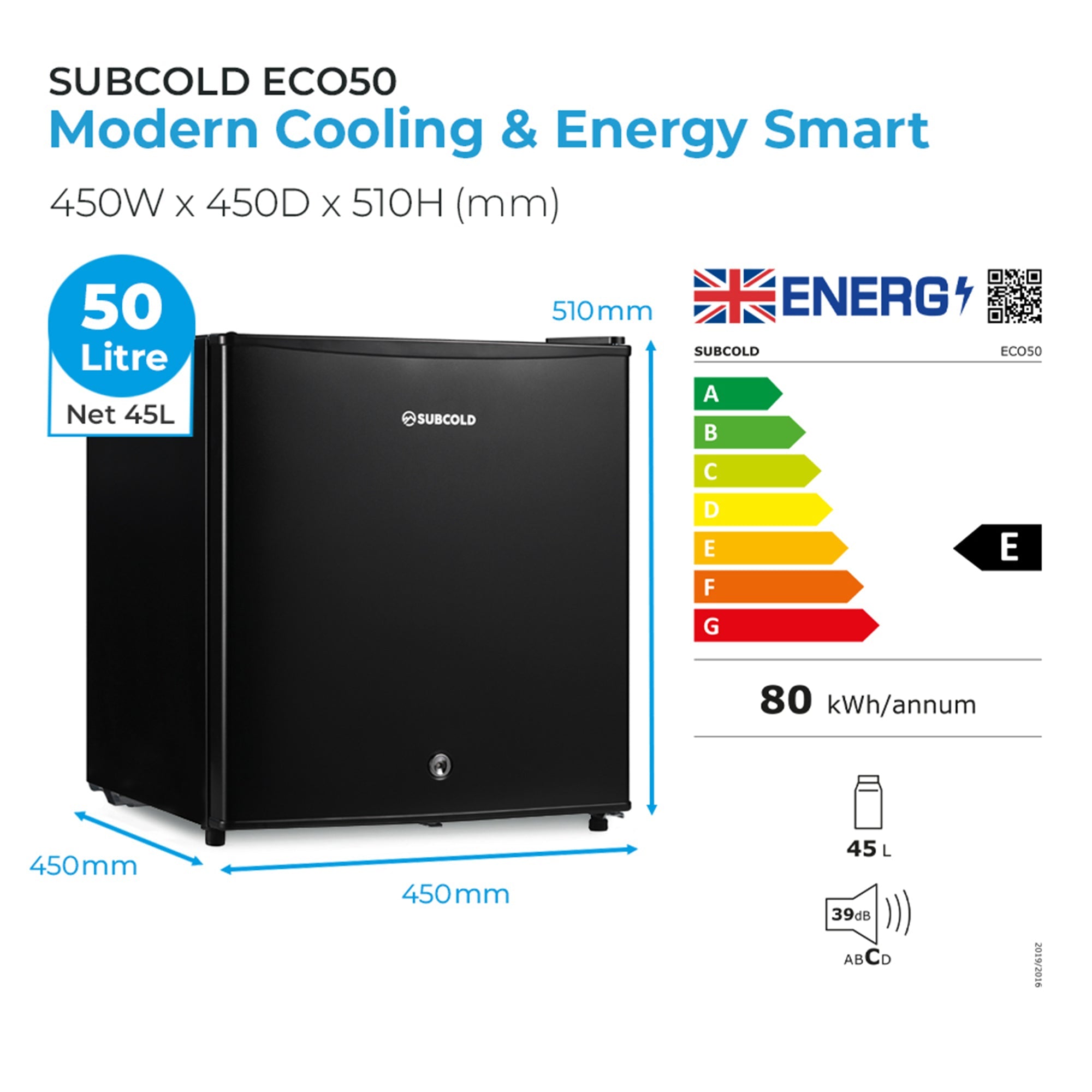 Subcold Eco50 Mini Fridge -  Black | Refurbished
