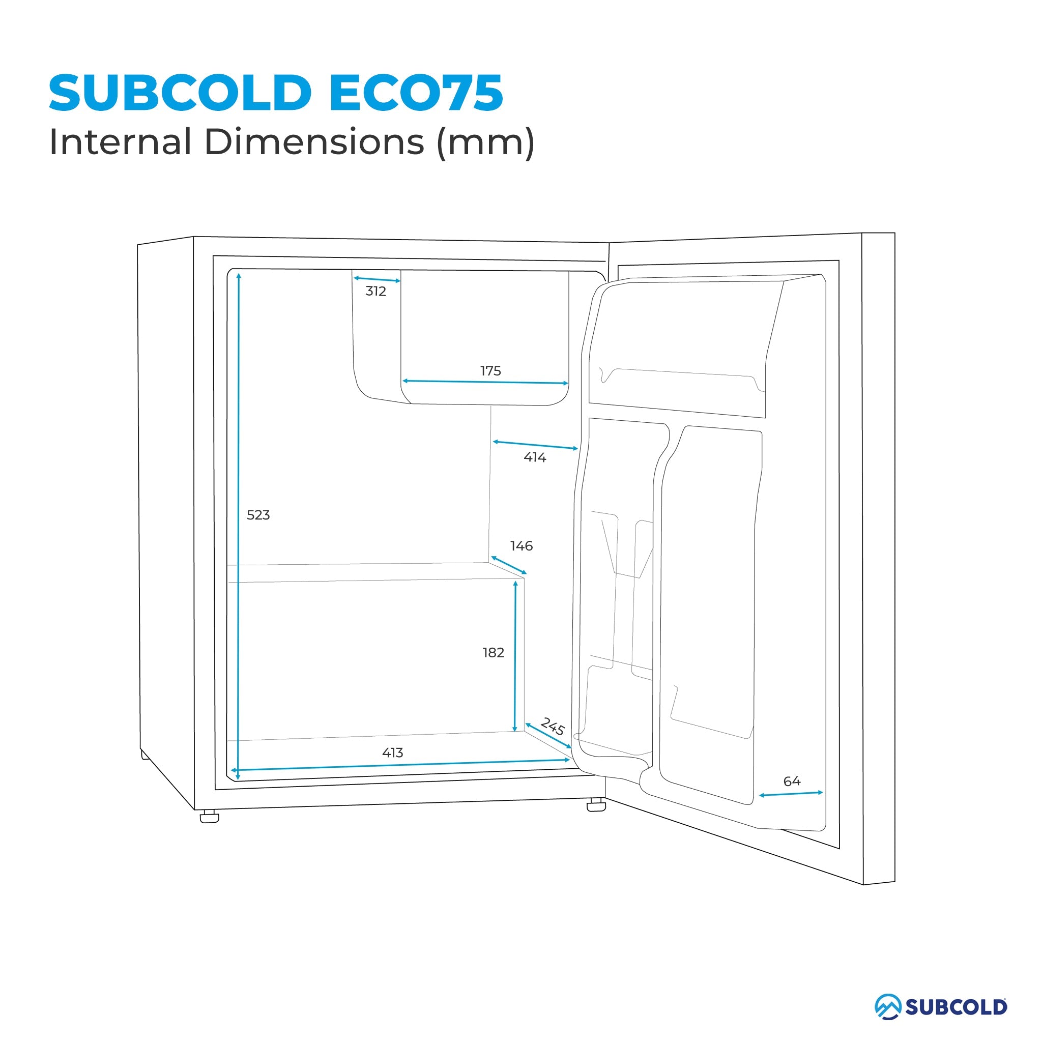 Subcold Eco75 Table Top Fridge - White | Refurbished
