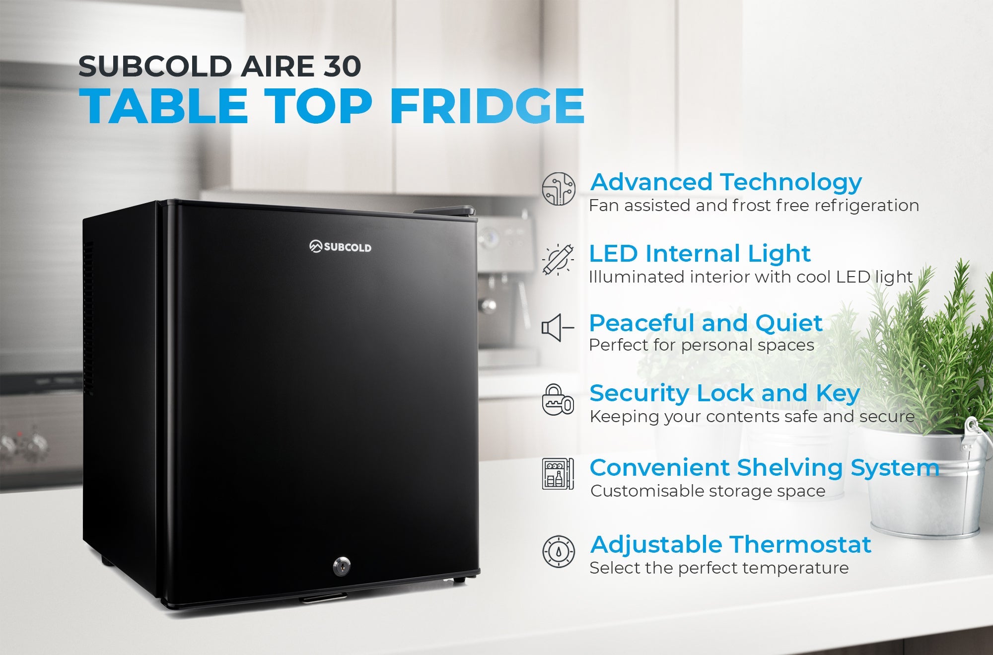 Subcold Aire30 LED Mini Fridge - Black | Refurbished