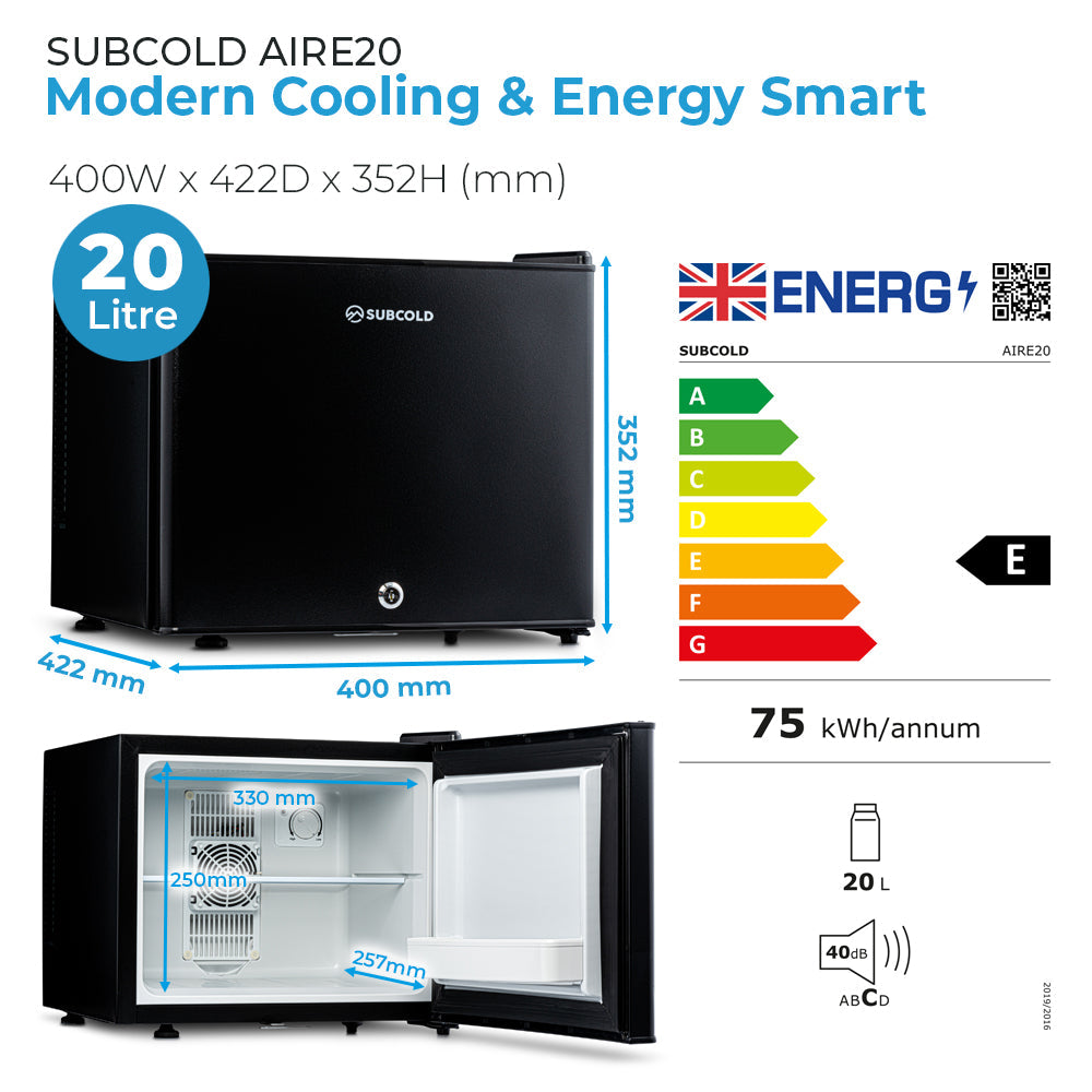 Subcold Aire20 LED Mini Fridge - Black | Refurbished
