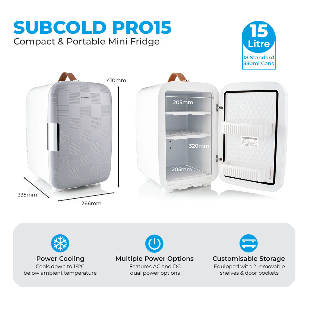 Pro 15L Mini Fridge - Cheq Grey | Refurbished