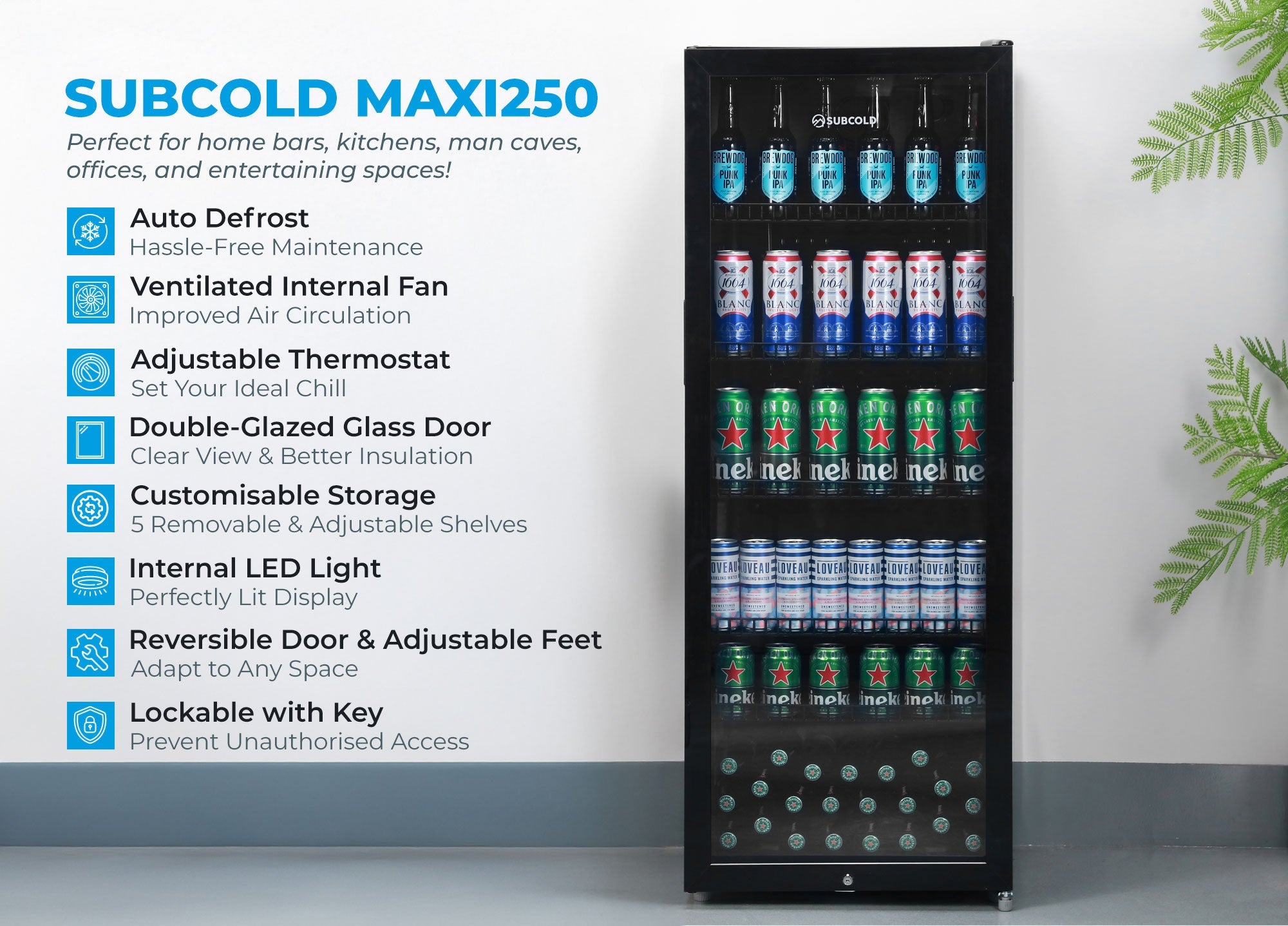 Subcold Maxi250 Tall Drinks Fridge Black | Refurbished