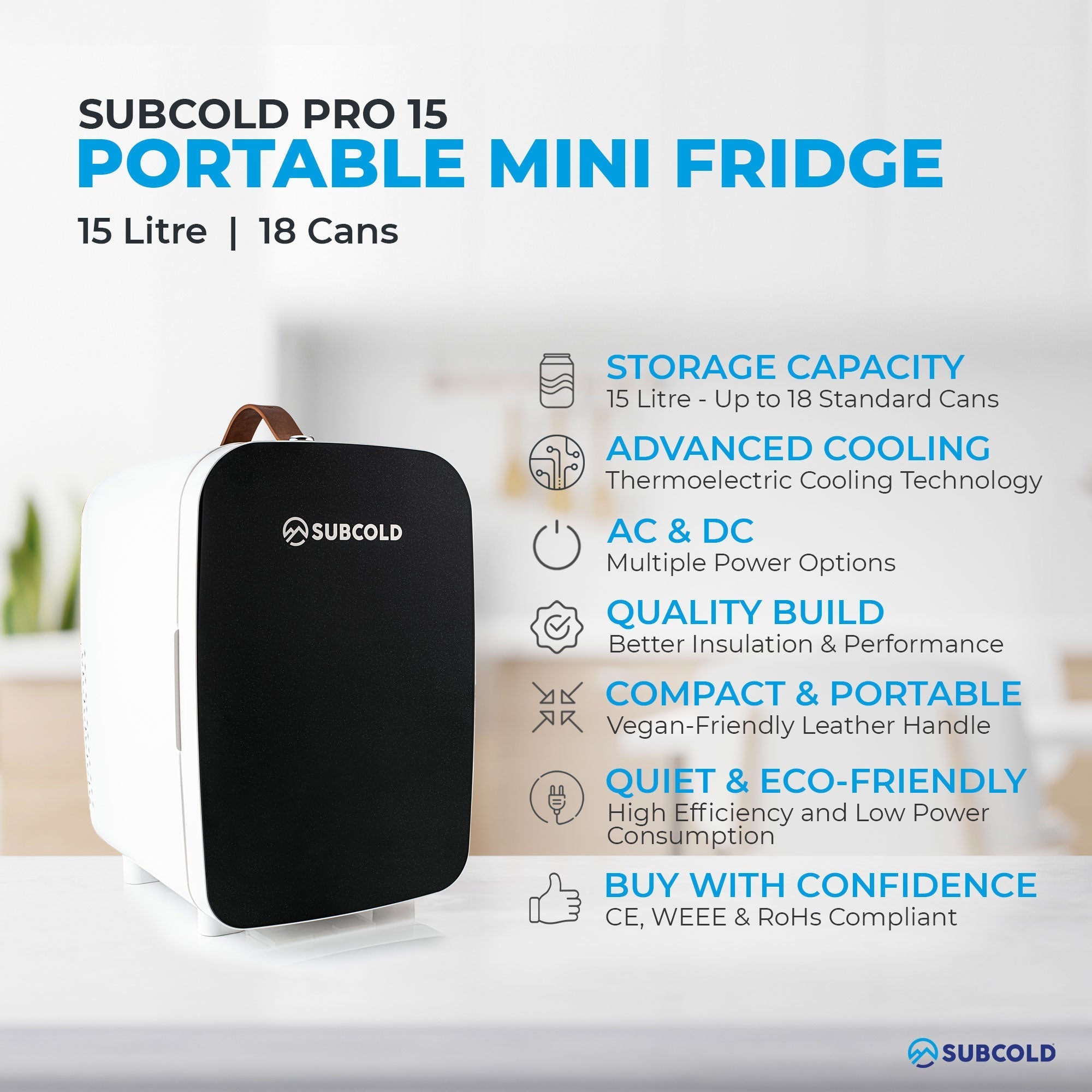 Pro 15L Mini Fridge - Black | Refurbished