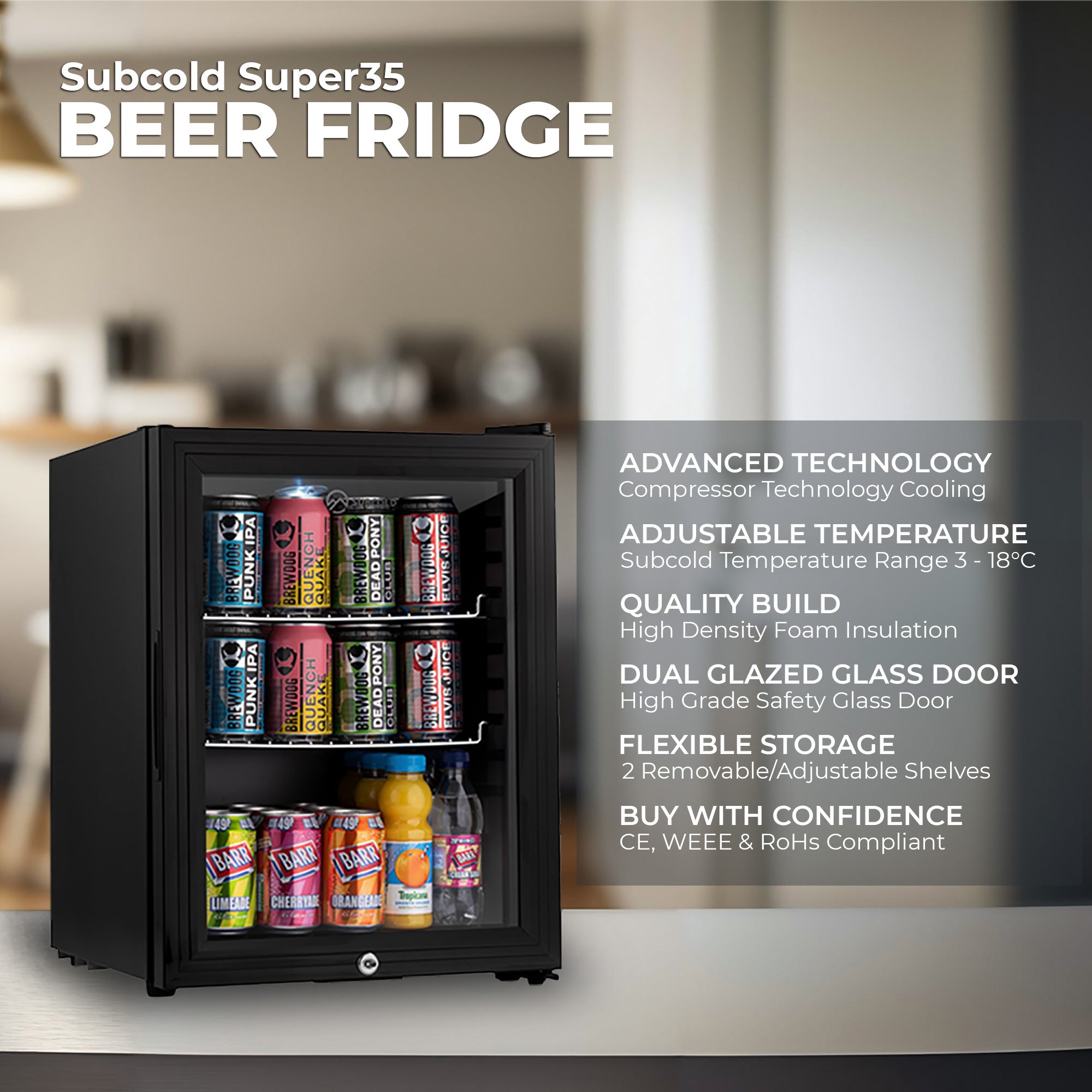 Subcold Super 35 LED Beer Fridge - Black | Refurbished