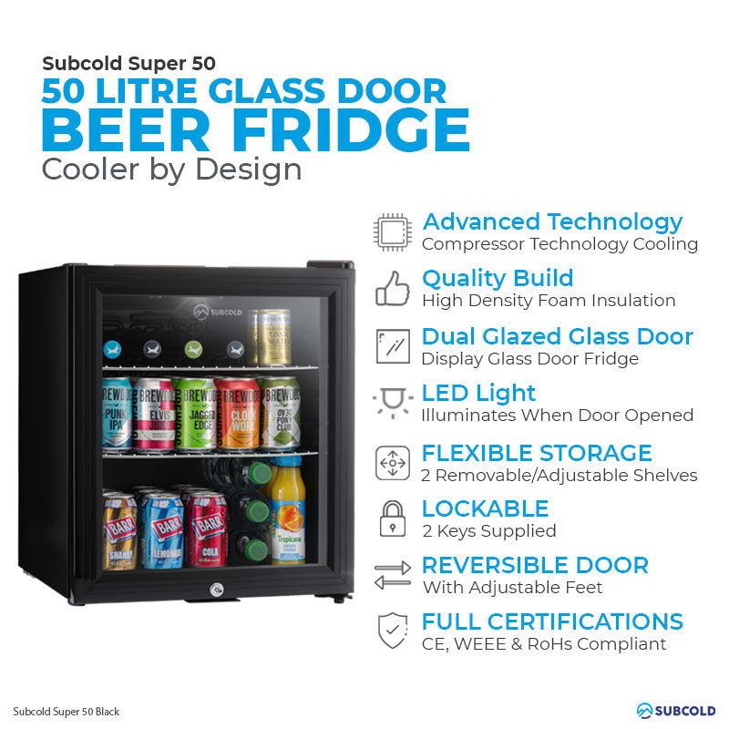 Subcold Super 50 LED Beer Fridge - Black | Refurbished