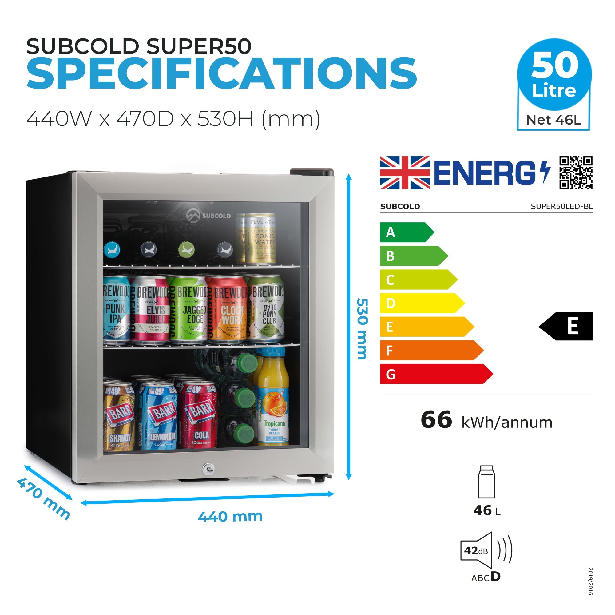 Subcold Super 50 LED Beer Fridge - Stainless Steel | Refurbished