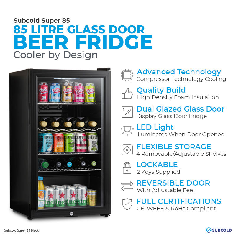 Subcold Super 85 LED Beer Fridge - Black | Refurbished