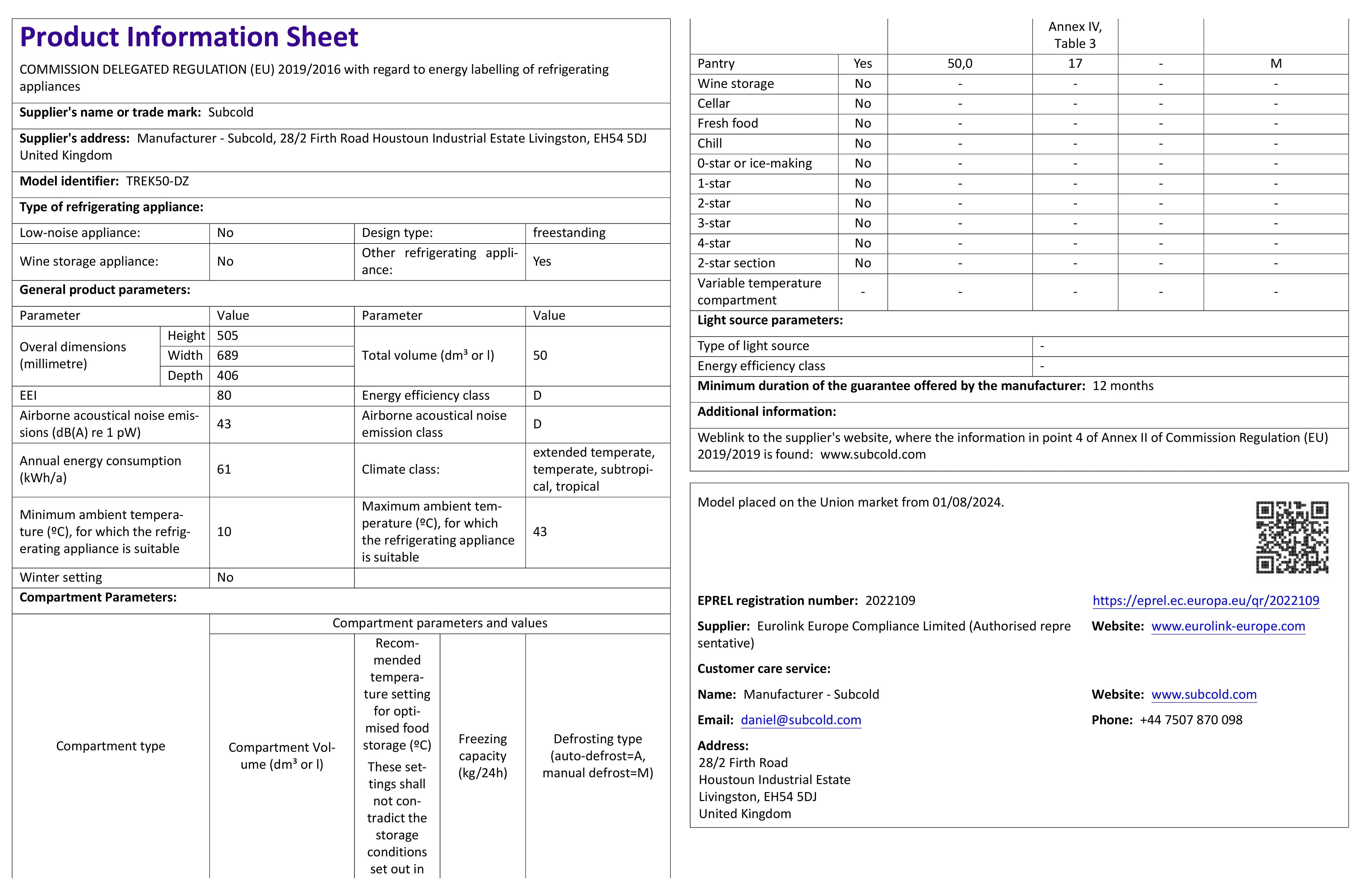 Subcold Trek50-DZ Portable Car Fridge Refurbished